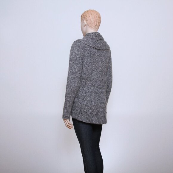 Carolyn Taylor Cowl Neck Casual Knit Rope Tie Open Cardigan Gray Women Size L - Picture 2 of 11